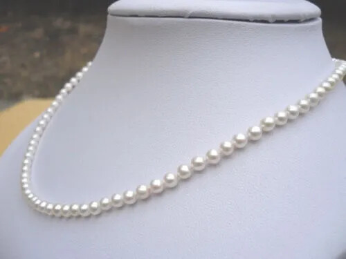 Hot selling amazing AAAA+5-6 mm natural Akoya white round pearl necklace in 14k - Picture 1 of 5