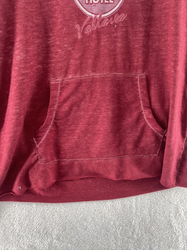 Sudadera Hard Rock Café Para Mujer Mediana Burnout Sudadera con Capucha Vallarta Rojo Borgoña Foto 3 de 4