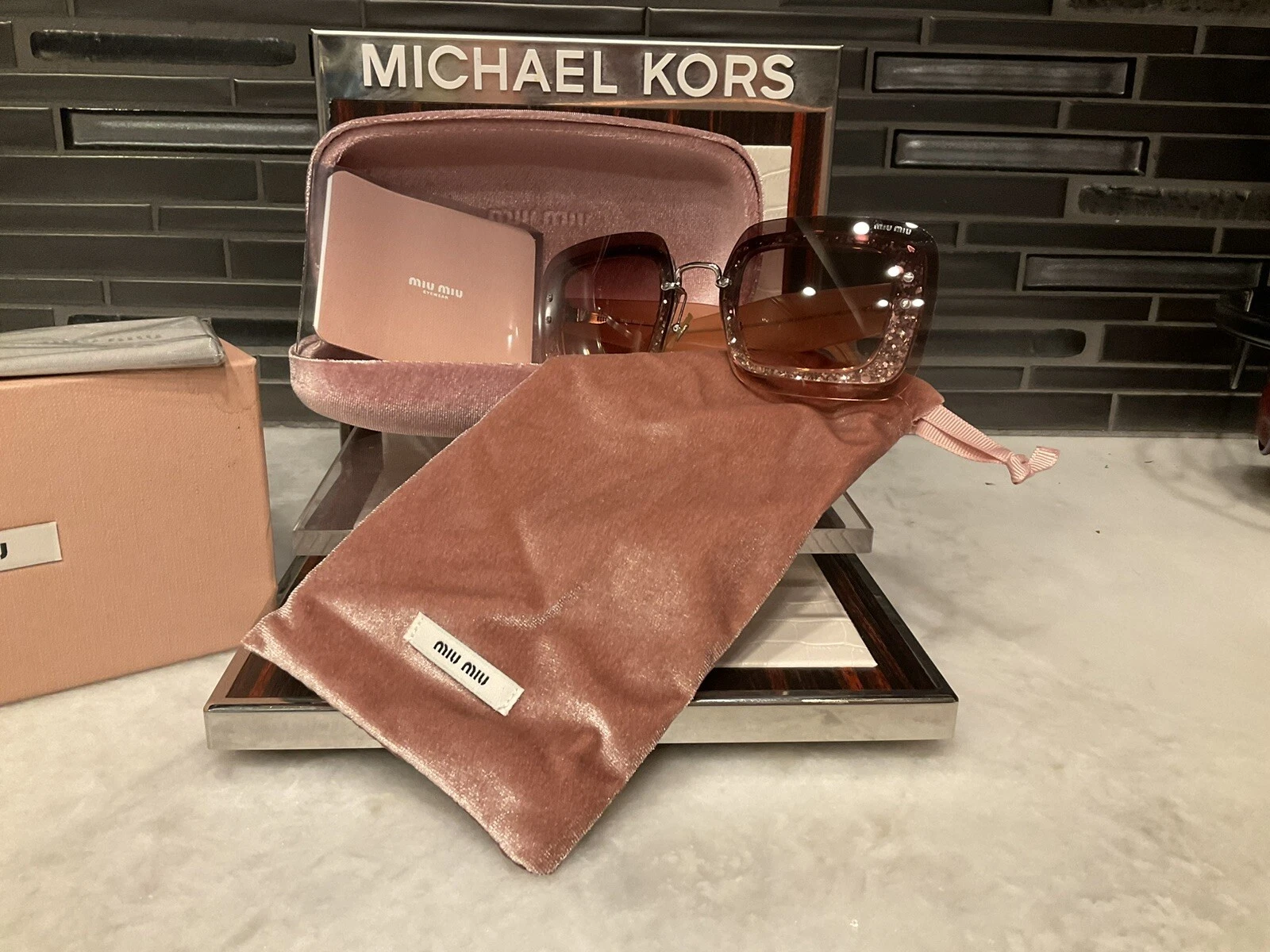 Miu Miu — Miu Miu Sunglasses Women Pink Square MU 01RS UEU1E2