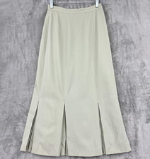 Vintage Skirt 6 Midi Wool Pleated Modest Minimalist Retro Classic Lined Green