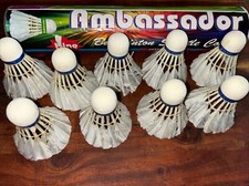 9 Vintage Ambassador Feather Shuttlecocks for Badminton AS-30 w/ Cylinder Box