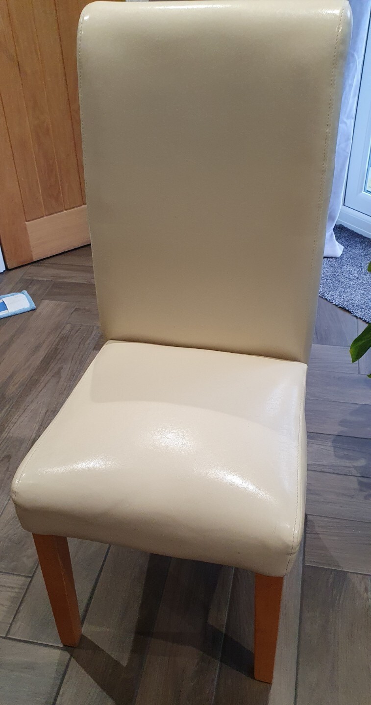 6 x Cream Faux Leather Dining Chairs eBay
