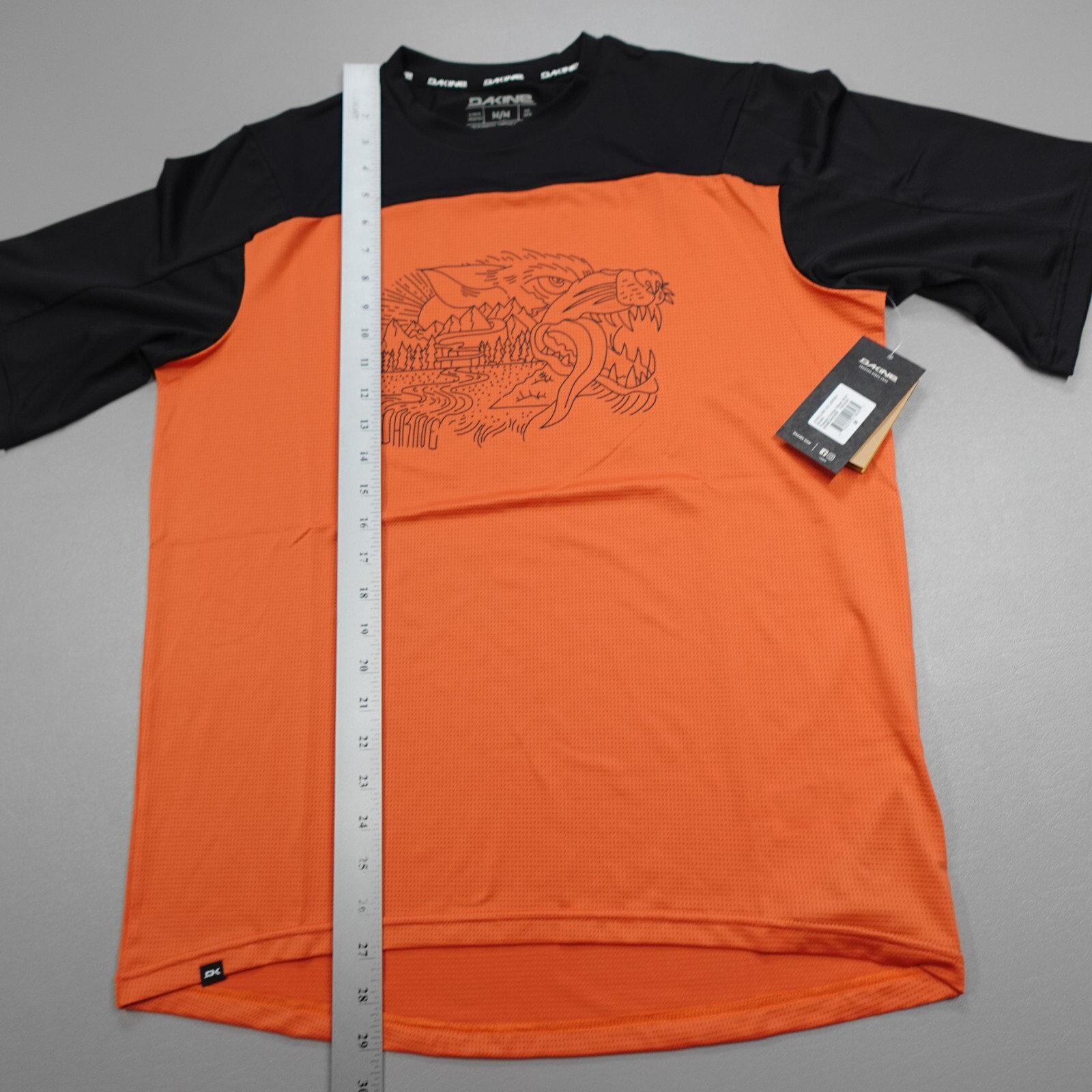 Dakine Men's Syncline S/S Bike Jersey Papaya Orange Glean Wolf Graphic
