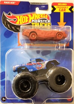 Hot Wheels Monster Trucks Race Ace And Crushed Sedan Sudden