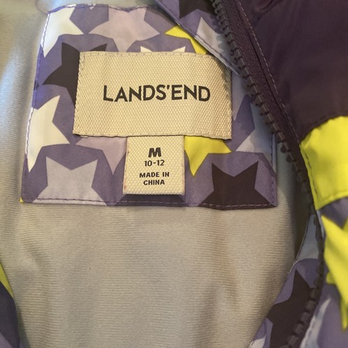 Lands' End Girl's Medium 10 12 Purple Star Coat Parka Jacket With Hood - Picture 7 of 11