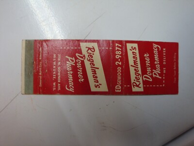 Riegalman's Downer Pharmacy Milwaukee, WI. 1930s-50s matchbook