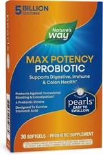 Nature's Way Probiotic Pearls Max Potency, Digestive & Immune Supplement, 30ct
