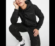 HUGO Danther hoodie and joggers in black all over animal print with back logo, M