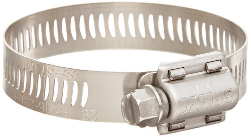SS Hose Clamp Worm-Drive SAE Size 20 13/16in to 1-3/4in Dia 1/2in Wd - 10/Pk