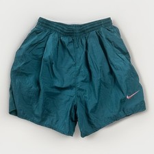 Vintage 90  s Nike White Tag  Big Swoosh  5  Swim Shorts- Men  s Size Large- Rare