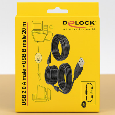 Delock USB 2.0 A   USB B Kabel   20 m   Aktiv   für Drucker, Scanner & Peripheri