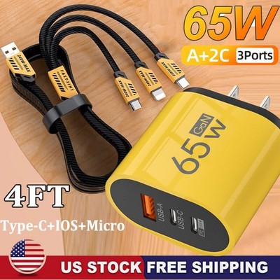 65W Fast Charging USB Type C Wall Charger For Samsung iPhone Android Phone