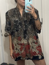 Vintage Studio I Printed Duster Jacket Plus Size 22W Boho Paisley Open Front