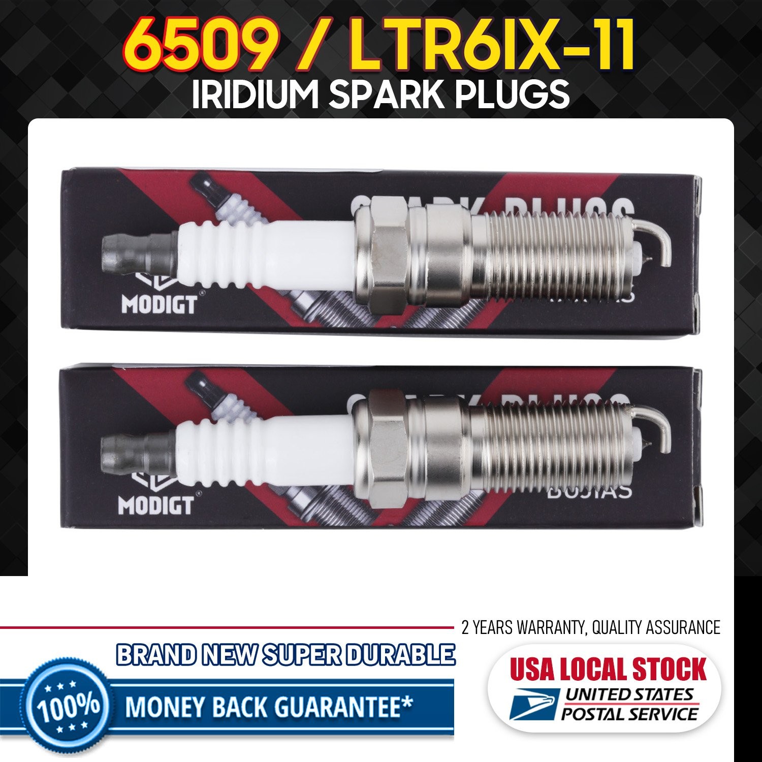 2Pcs High-quality IX Iridium Spark Plugs Replacement For NGK 6509 LTR6IX-11 USA