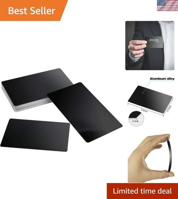 50 PCS 3.4 x 2.1 Inch Aluminum Business Card Blanks, Black, Metallic, DIY Gif...