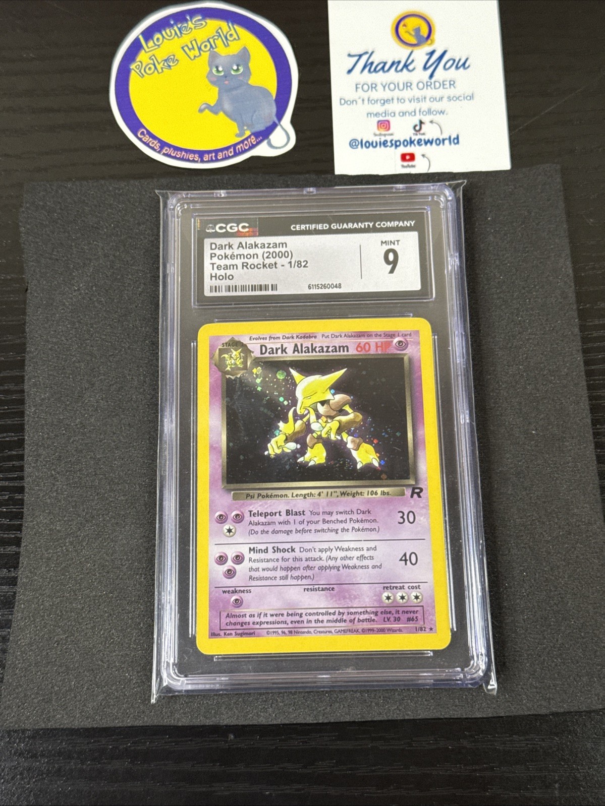 CGC 9 MINT Dark Alakazam 2000 Team Rocket 1/82 Holo Pokemon Card