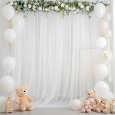 10x10 Ft White Tulle Backdrop Curtain Sheer Fabric Drape Wedding Arch Party