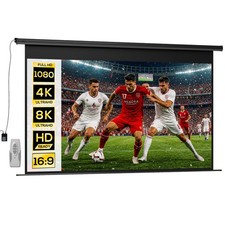 HOMCOM Schermo per Proiettore 120" 16:9 Motorizzato con Telecomando Nero