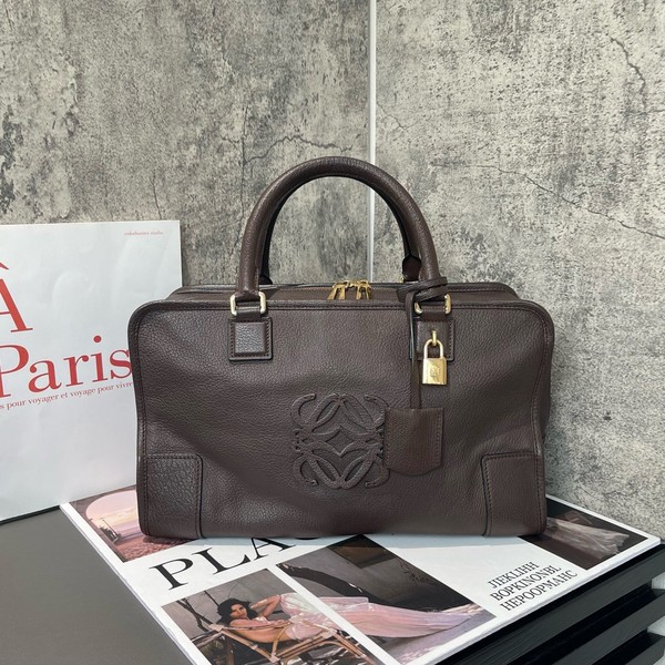Authentic Pre‑Owned Loewe Amazona Bag Dark Brown Full Leather