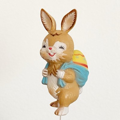Vintage Easter Bunny Rabbit Egg Mini Figurine 2.5'' Cupcake Topper Gift Basket