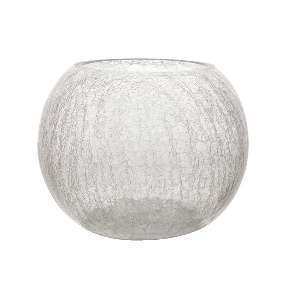 Vase boule craquelé transparent en verre 30 cm Lou de Castellane