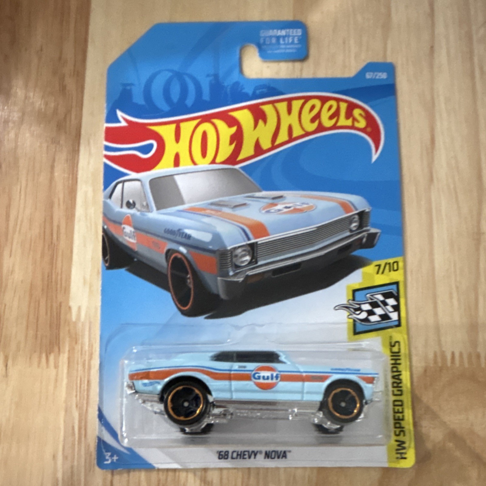 Hot Wheels '68 Chevy Nova 1:64 HW Speed Graphics Blue Orange Diecast Gulf Oil