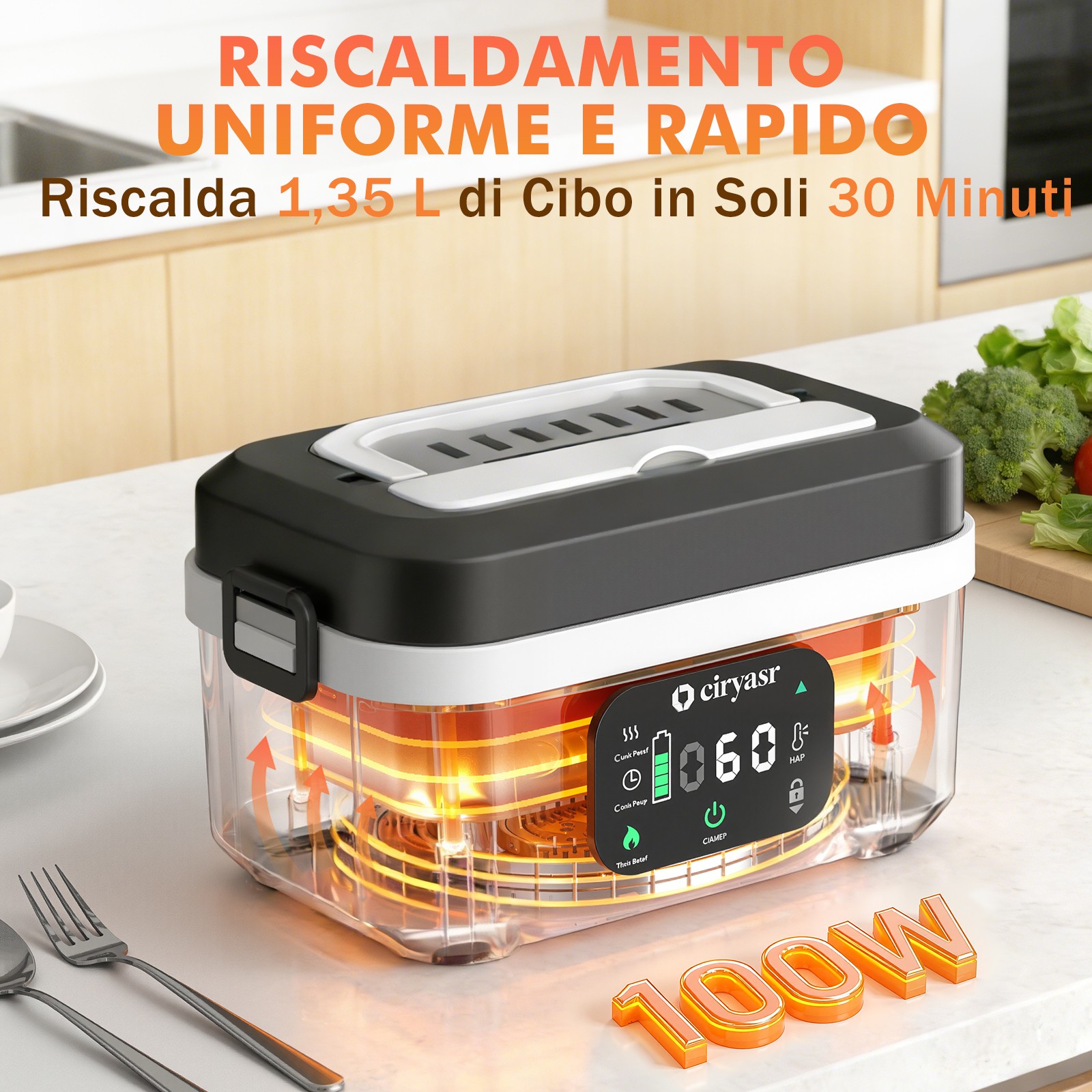🔥Cordless Electric Lunch Box for Adults Rechargeable Food Lunch Warmer