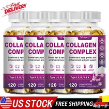 Collagen Peptides Pills 2000mg Hydrolyzed Anti Aging Capsules Types I,II,III,V,X