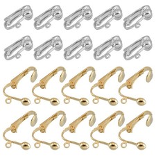 Clip-on Earring Converter, 20Pcs - Clip-on Earring Findings Gold  White 