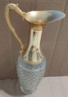 Vintage Gold Tone Pressed Glass Decanter — photo 1