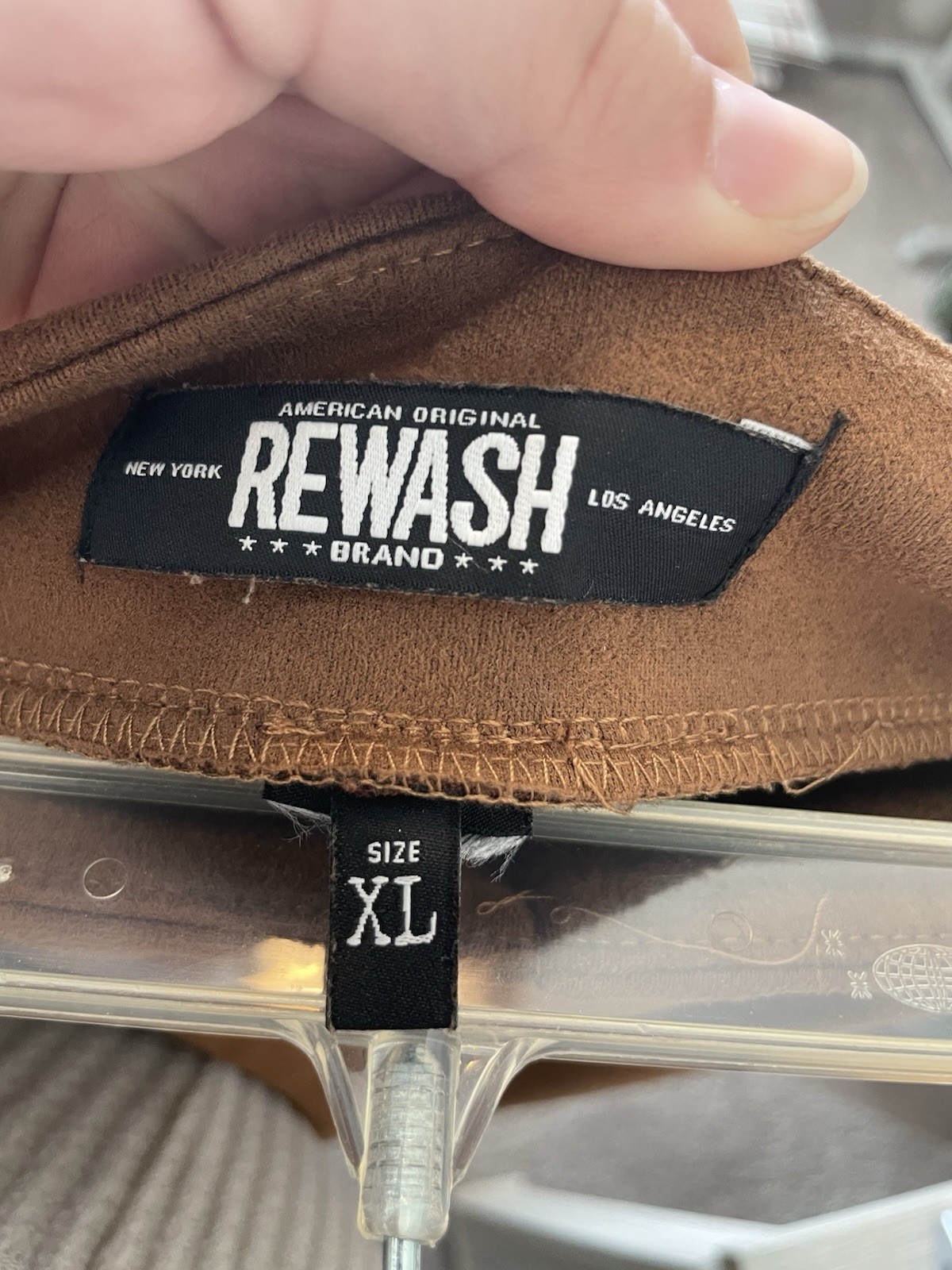 Rewash High Rise Pull On Faux Suede Bootcut Flare Pants XL Camel Brown Stretch