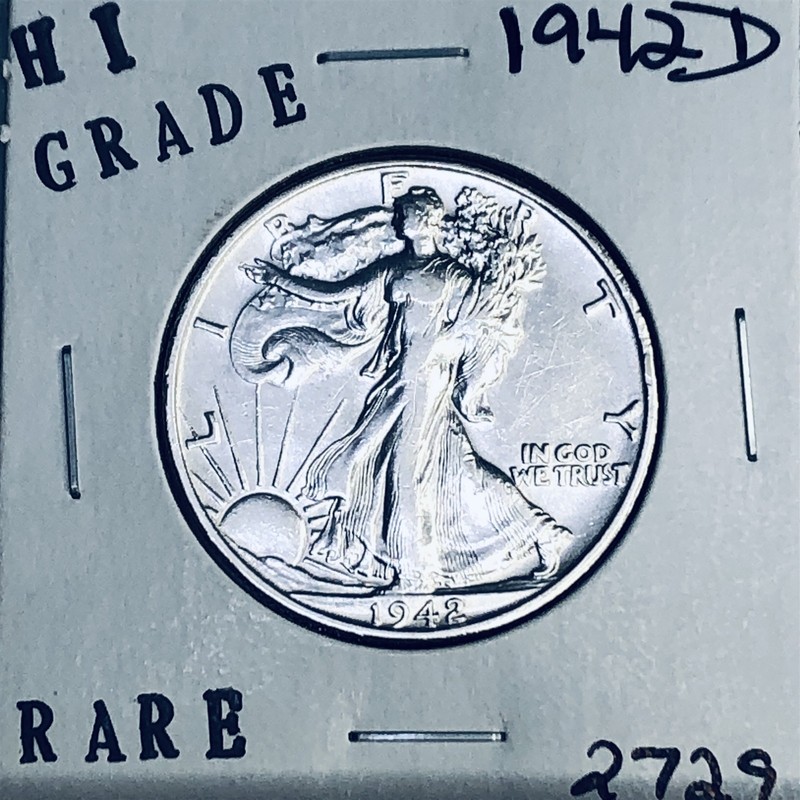 1942 D LIBERTY WALKING SILVER HALF DOLLAR HI GRADE U.S. MINT RARE COIN 2729