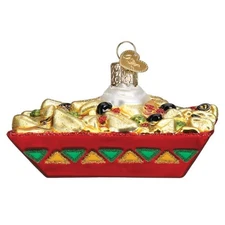 Nachos Mexican Food Christmas Holiday Ornament Blown Glass