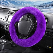 Car Fuzzy Steering Wheel Cover, 15 inch Fluffy Soft Steering Whe Color: Purple