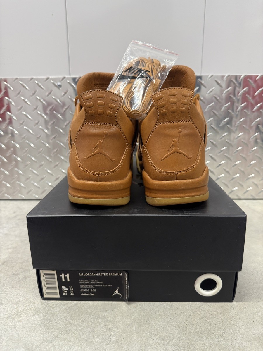 Nike Air Jordan 4 Retro Premium Ginger Gum Yellow wheat sneaker sz