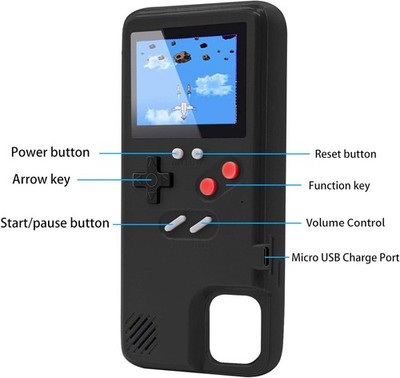 DIKKAR iPhone 14 Plus Spielekonsole Hülle & 36 kleine Spiele Farbdisplay - Schwarz