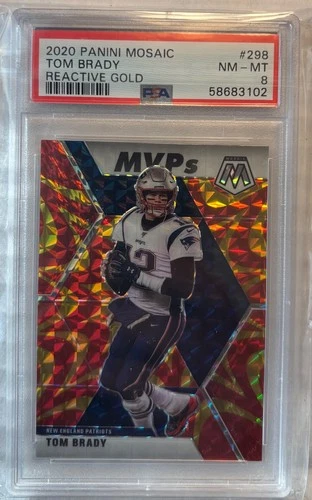 2O2O PANINI MOSAIC TOM BRADY REACTIVE GOLD PSA NM-MINT 8!