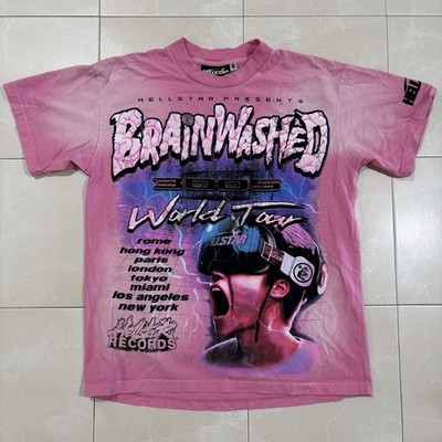 Hellstar T Shirt Men s Large Brainwashed Pink AOP Skate Grunge Punk Y2K 3005