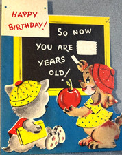 1940'S - CHILD'S BIRTHDAY CARD  - DIE CUT, UNUSED,ENVELOPE - BUZZA CARDOZO