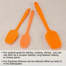 3pcs Silicone Spatula Heat Resistant Rubber Scraper for Baking Orange