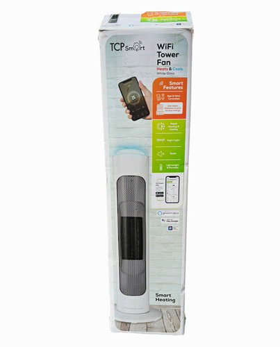 TCP Smart WiFi Tower Heater Fan 2000W White Oscillation Timer Alexa/Google