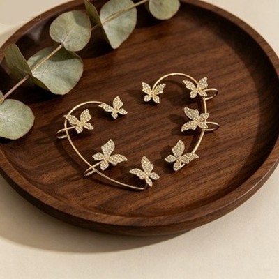 Butterfly Wrap Ear Cuffs Non Pierced Clip On Earrings Set for Women Party Daily 