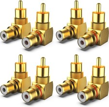 8-Pack RCA Right Angle Adapter 90 Degree Male to Female Elbow Plug 4Black 4Red