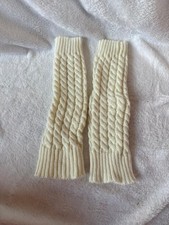 Teen women small leg warmers white cream color