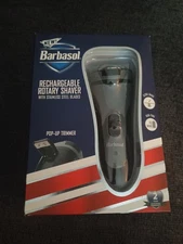 Barbasol Rechargeable Rotary Shaver Pop-up Trimmer Razor Stainless Steel Blades