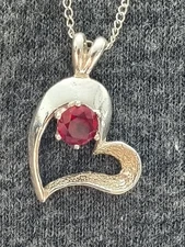 Finecraft "Love" 1 Carat Ruby, Sterling Silver, 20" Pendant Necklace...