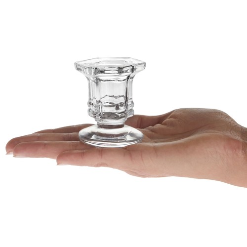 Glass Candle Holders Set, Clear Taper Candlestick Holder (12 Pack) - Picture 6 of 10