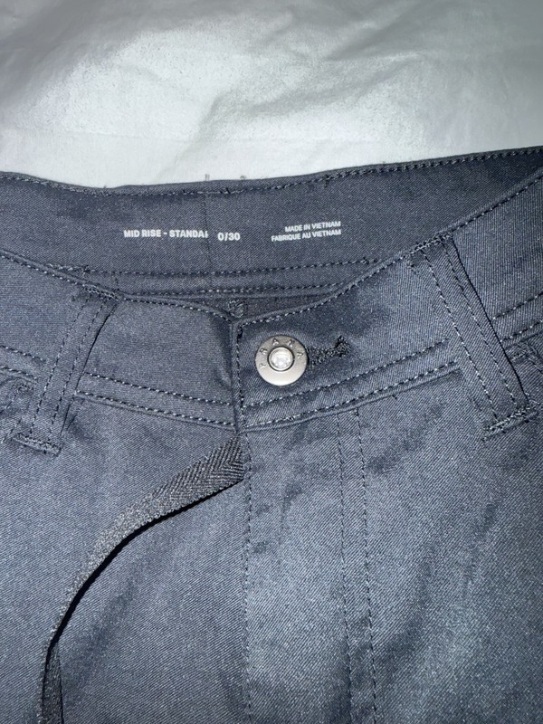prAna Women's Black Solid Flat Front Pants Button Closure Logo Accents Size 0