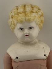 I m China Head Doll Repo On Cloth Body Blonde Hair 18 1/2 Porcelain 1/2 Cloth