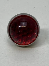 NOS motorcycle bicycle 1" GLASS REFLECTOR license plate RED Round #15